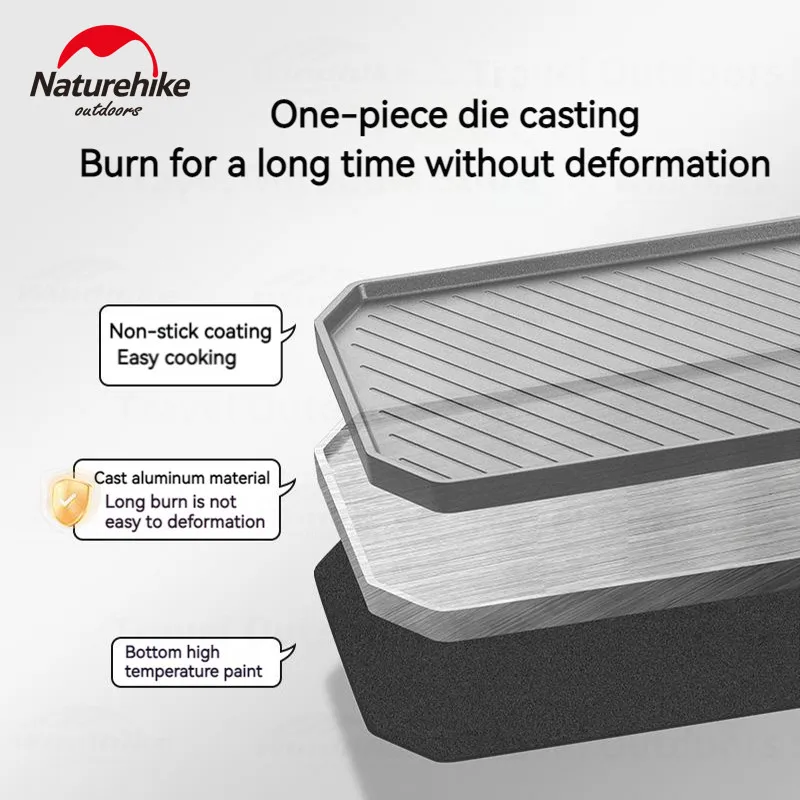 Naturehike BBQ Grill Frying Pan Camping Folding Non-stick Pan Cookware Stainless Steel Outdoor Ultralight BBQ Plate Kitchenware