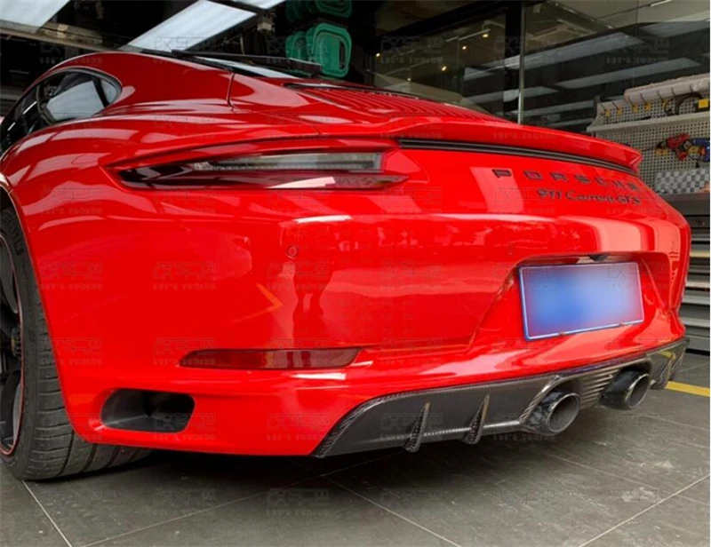 Voor Porsche 911 991.2 2015 2016 2017 2018 Echt koolstofvezel Voorlip Achterdiffuser Carrosserie Zijskirt Kit Kofferbakspoiler Refits - - Racext 55