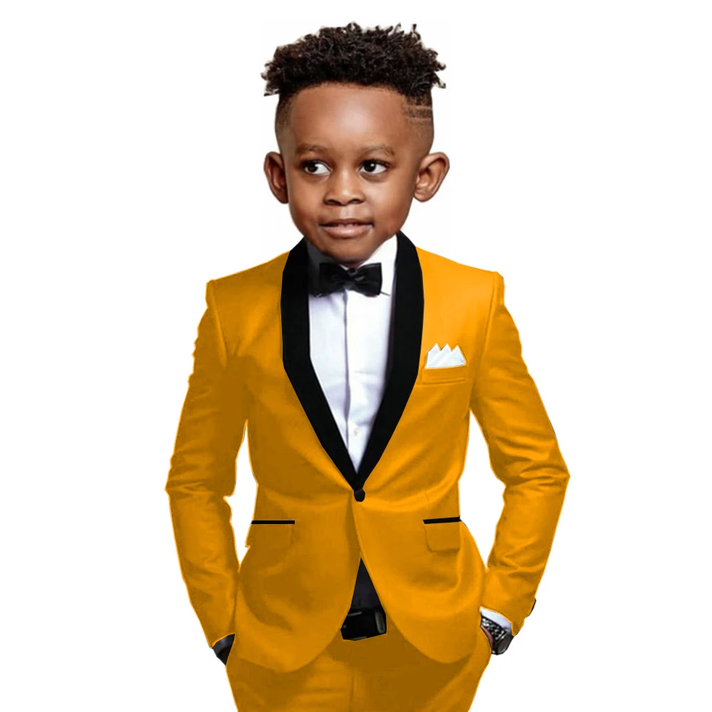 Boys Suits 2 Piece Classic Shalw Lapel Wedding Tuxedo Formal Slim Fit Kids Jackets Pants 2-16 Years Tailored Clothes
