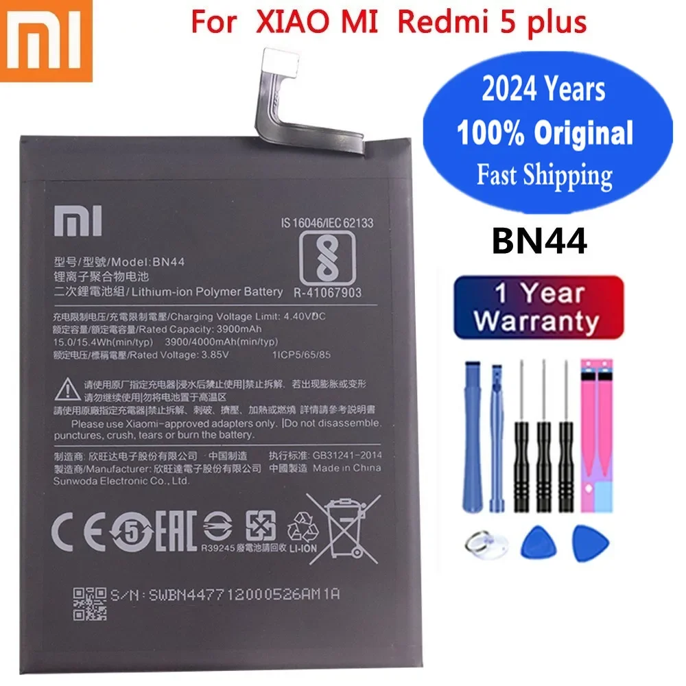 

2024 Years 4000mAh BN44 xiao mi Original Battery For Xiaomi Redmi 5 Plus 5Plus Phone Battery Bateria In Stock Deliver Fast