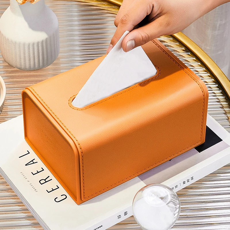Light Luxury Tissue Box Desktop Paper Holderw with Spring Dispenser Storage Napkin Case Organizer Ornament Craft 2
