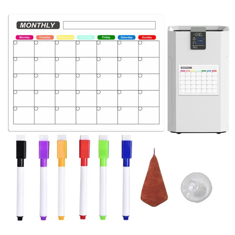 

Fridge Dry Erase Board Magnetic Whiteboard Calendar For Refrigerator PVC Message Board With 6 Colors Markers Planner For Kitchen