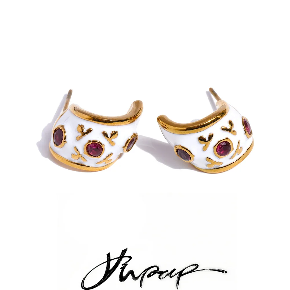 Yhpup Women C-Shape Huggie Earrings