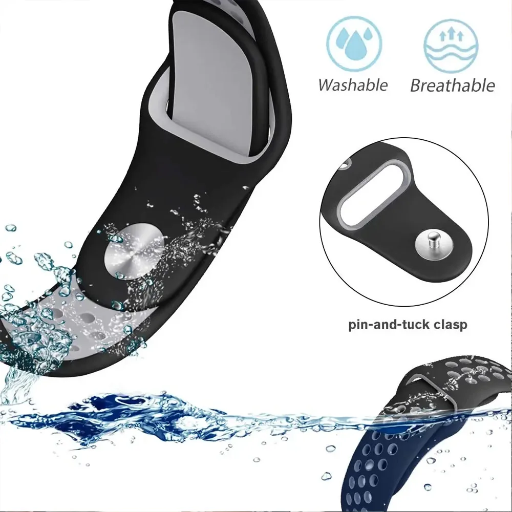 Two-Color Breathable Silicone Strap, 18mm/20mm/22mm
