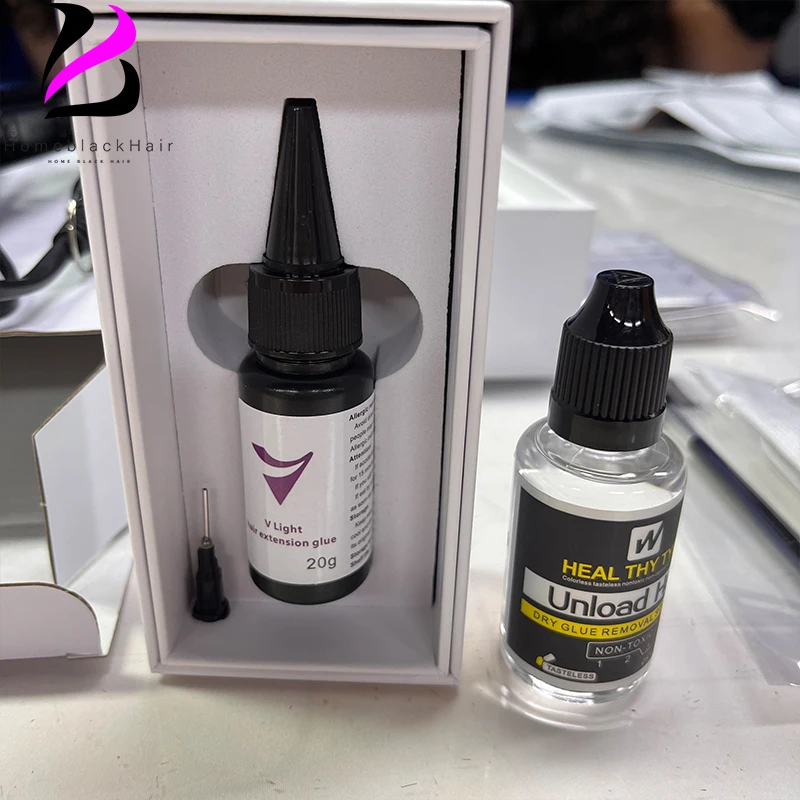 V-Light 기술 헤어 익스텐션 기계, V 라이트 헤어 익스텐션 접착제 포함, 흰색 헤어 익스텐션 도구 키트 세트, 20 분 마무리