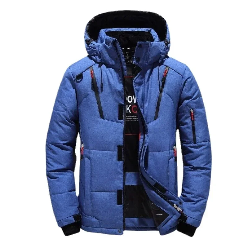 Jacket Men White Duck Winter Coat Windproof Warm Parkas Travel Camping Overcoat New in Thicken Solid Color Hooded Clothing 5XL
