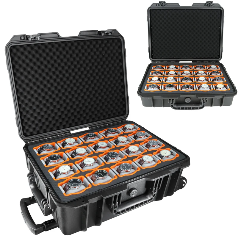 Waterproof Plastic Watch Box Multi-Position Watch Storage Display Box Trolley Travel Storage 20/40 Sltos