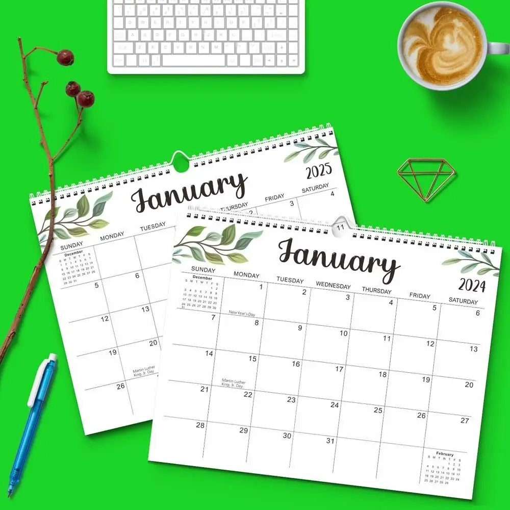 Office Stationery 2024 Wall Calendar 18 Months Agenda Organizer Stationery Supplies Coil Calendar Daily Planner English Calendar 2024 agenda planner a5 notebook daily weekly monthly plan 365 days leather cover school office stationary supplies