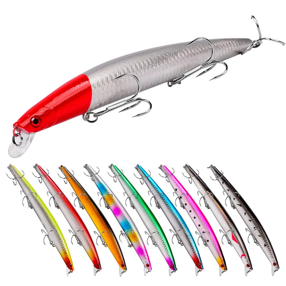 

18.5cm 24.5g Floating Large Minnow Fishing Wobbler With 3 Sharp Treble Hooks Artificial Hard Bait Fishing Tackle Fishing Supplie