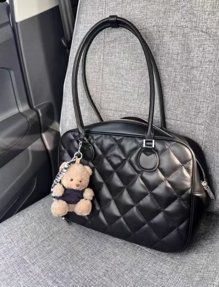 JIAERDI Diamond Grid White Shoulder Bag Wallet Women 2025 Large Capacity Bowling Tote Bag Ladies Harajuku Aesthetic Handbag Y2k