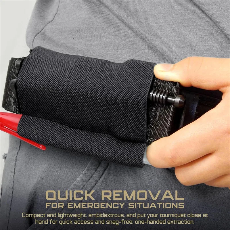 Tactical Tourniquet Holder, Quick-Release MOLLE Tourniquet Pouch For First Aid, Emergency Use,Elastic TQ Sleeve Pouch