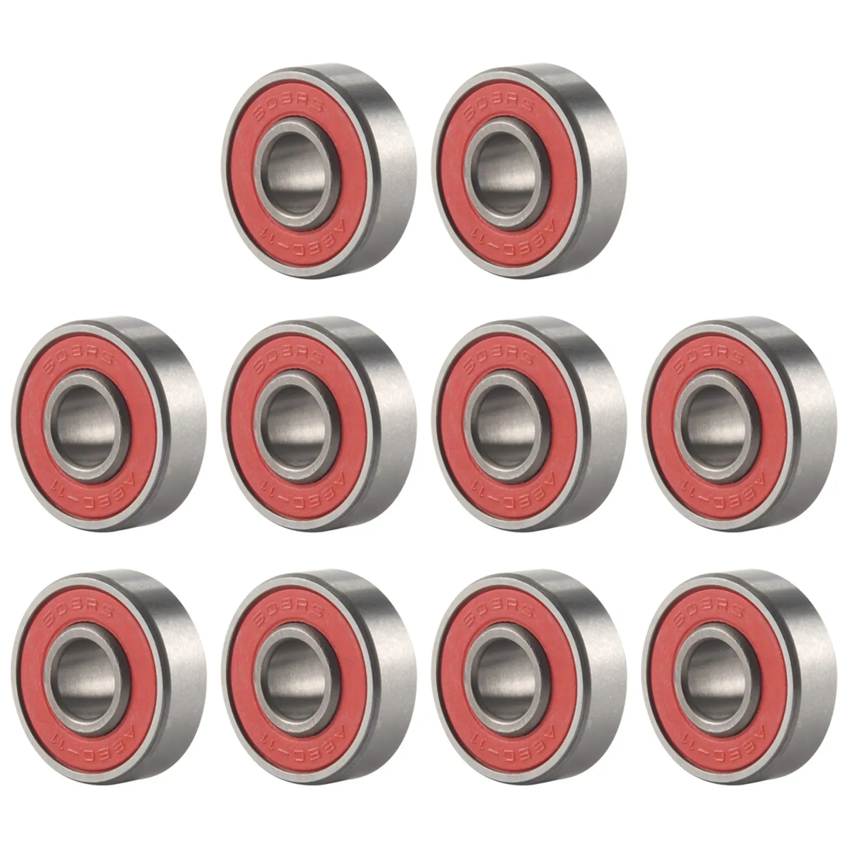 

10Pcs 608-2RS Longboard Integrated Bearing Skateboard Wheel Bearing Inline Roller Skate Bearing 8X22X12.6mm,Red