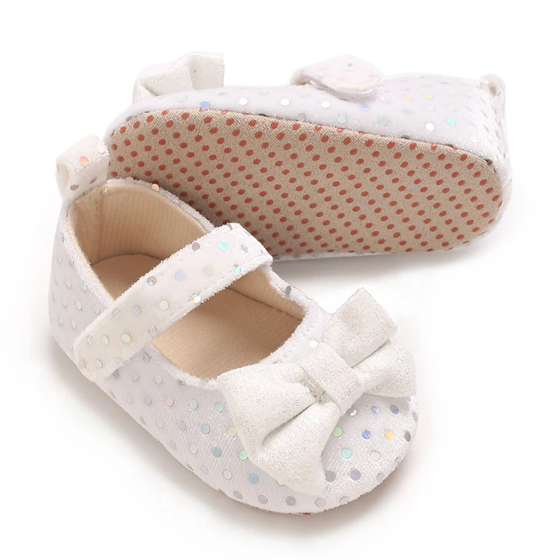 Mary Jane Princess Flat Shoes Preschool Children's Soft Bottom Wedding Dress First Walker Non slip Bow Pre