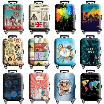 Thick Elastic World Map Luggage Protective Cover Zipper Suit For 18-32 inch Bag Suitcase Covers Trolley Cover Travel Accessories