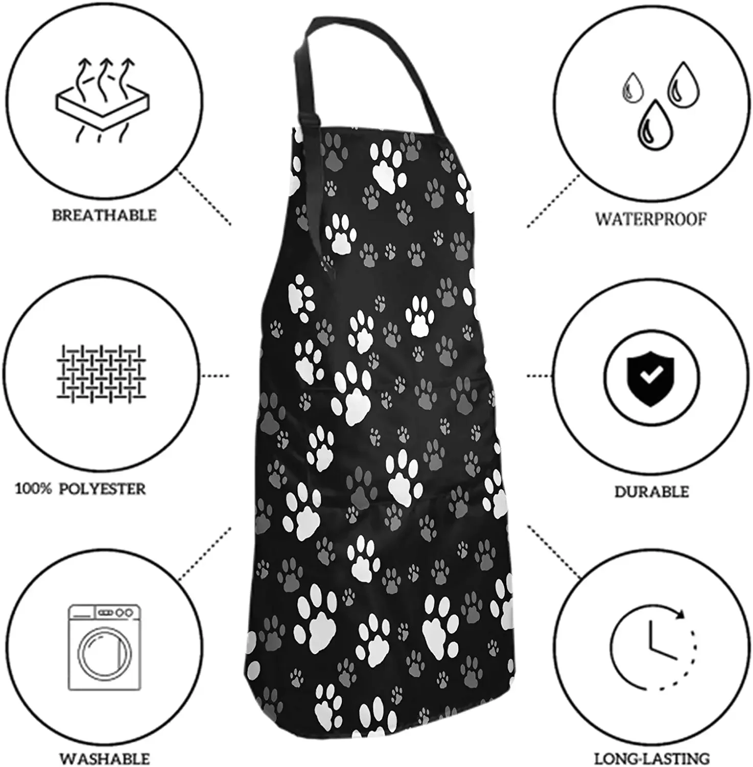 Funny Dog Paw Animal Apron with 2 Pockets Waterproof for Men Women Kitchen Garden Decor 6