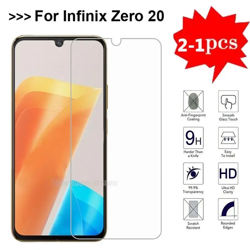 

2-1PCS Tempered Glass For Infinix Zero 20 Screen Protector Film 9H HD Protective Glass For Infinix Zero 5G 2023 X6815C Pelicula