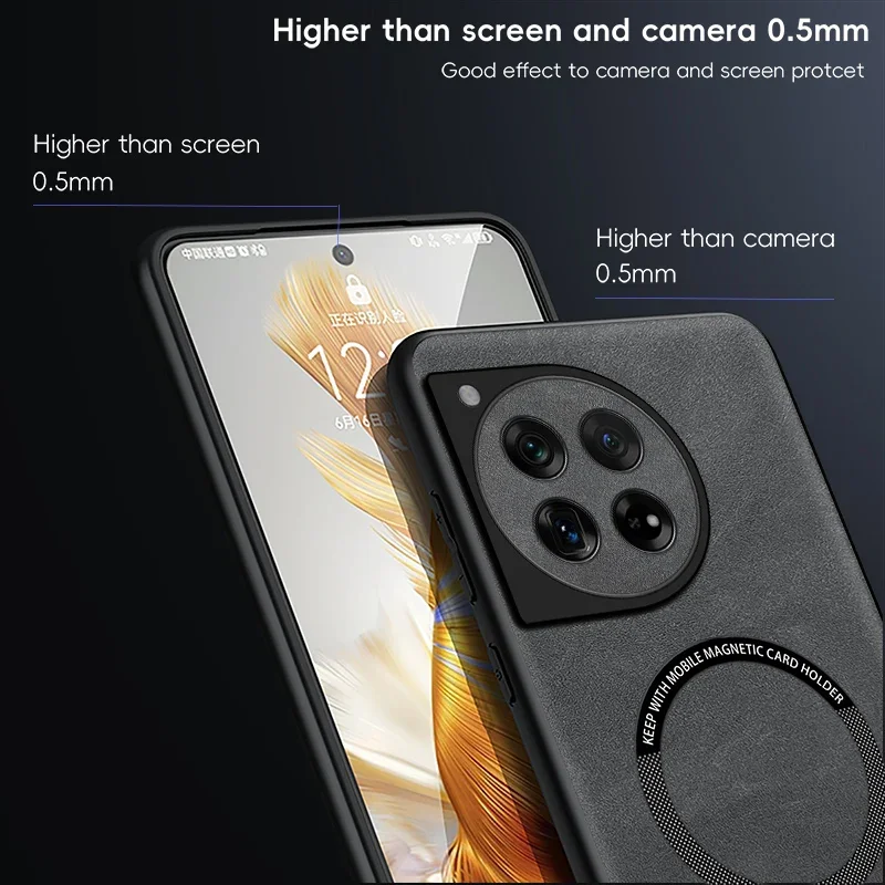 Magnetic Retro Leather Soft Phone Case with Wireless Charging Capability