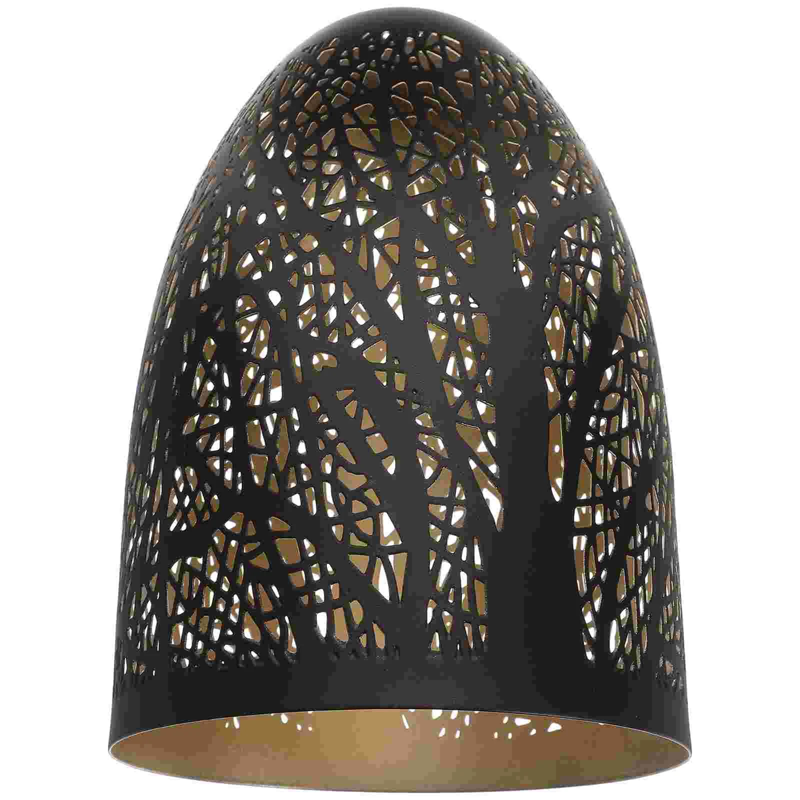 

Wrought Iron Hollow Lampshade Night Stand Decor Black Chandelier Covers Ceiling