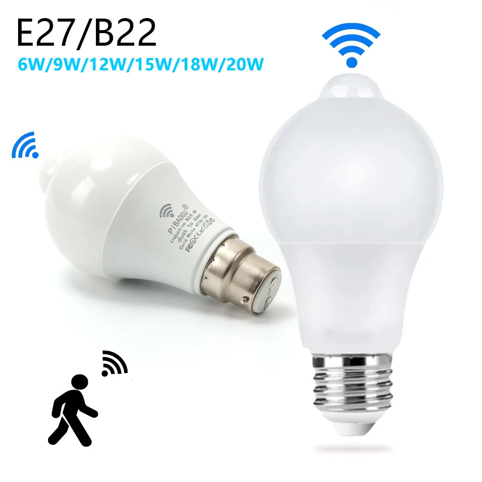 Lampadina LED Con Sensore Di Movimento PIR – Attacco E27, 60W Equivalenti, Rilevamento 10m, Bianca - 2