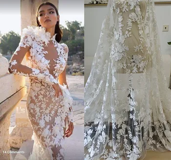 Abito da sposa fatto a mano per la sposa, tende ricamate in rete, fiori europei e americani, tessuto da sposa fai da te, RS4837