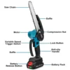 Gisam 8 Inch Electric Chain Saw Brushless Motor Battery ChainSaw Rechargeable Pruning Saw WoodWorking Power Tool for Makita 18V 3