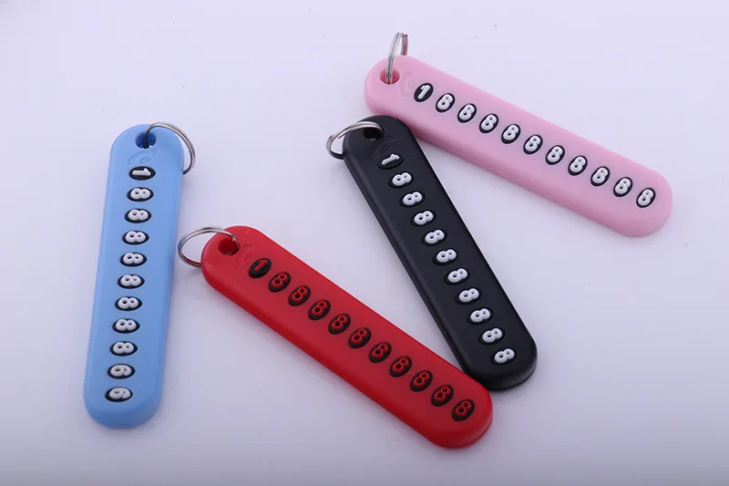 Anti-Lost Phone Number Plate Car Keychain Pendant Auto Vehicle Card Keyring Key Chain 4 Colors For Men and Women