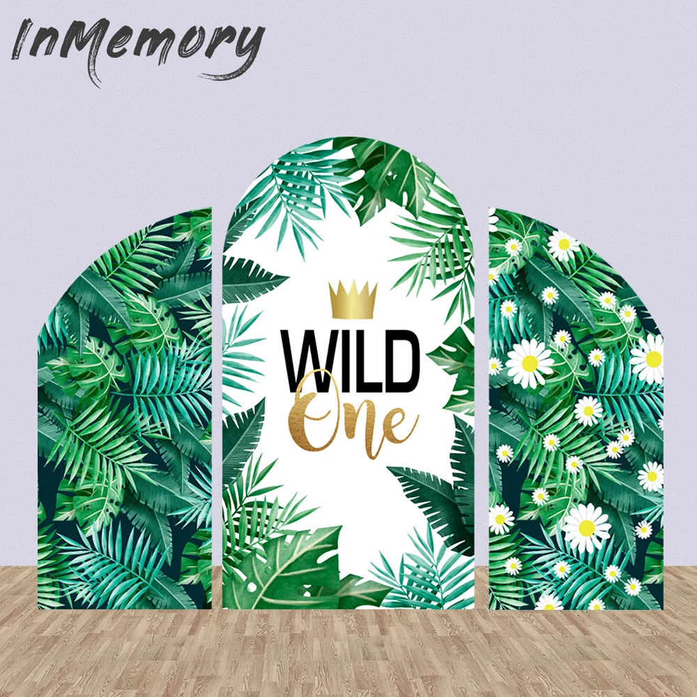 

Wild One Birthday Arch Wall Chiara Backdrop Party Decoration Green Leaves Baby Shower Background for Photo Studio Double Side