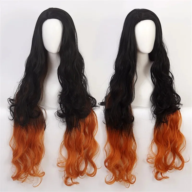 Cosplay Costume Anime Kamado Nezuko Pruik Cosplay Gradi&euml;nt Lang Haar Uniformen Accessoires Hittebestendige Synthetische Pruiken