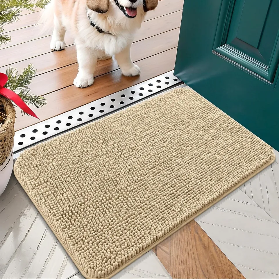 Chenille Dog Door Mat for Muddy Paws 24x16