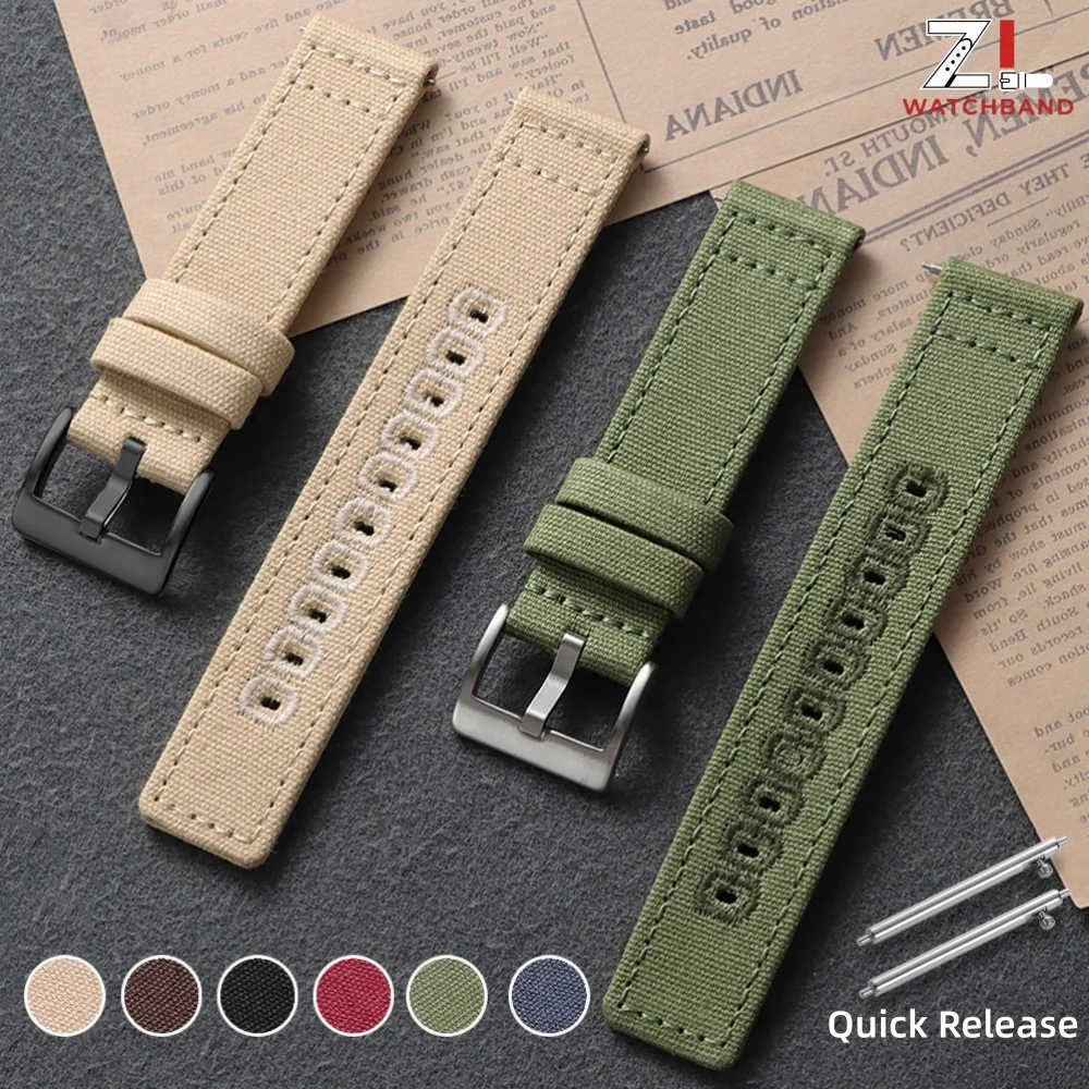 Versatile Quick Release Nylon Canvas Watch Strap