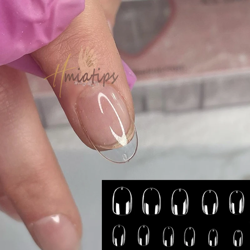 240Pcs Xs Nail Round Gel False Tips Clear Full Cover Capsule Acriliche Press On False Nails Extension French Manicure Tool