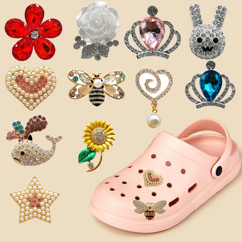 Bundle Bling Croc Charms, Luxury Rhinestones, Gold with Fun shapes Jibbitz