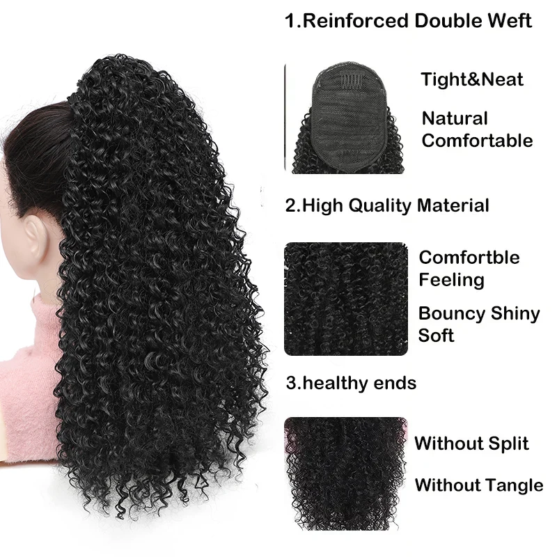Afro Puff Kinky Curly Drawstring Ponytail Long Curly Ponytail Hair Extensions for Women Natural Synthetic Pony Tail Hair Piece