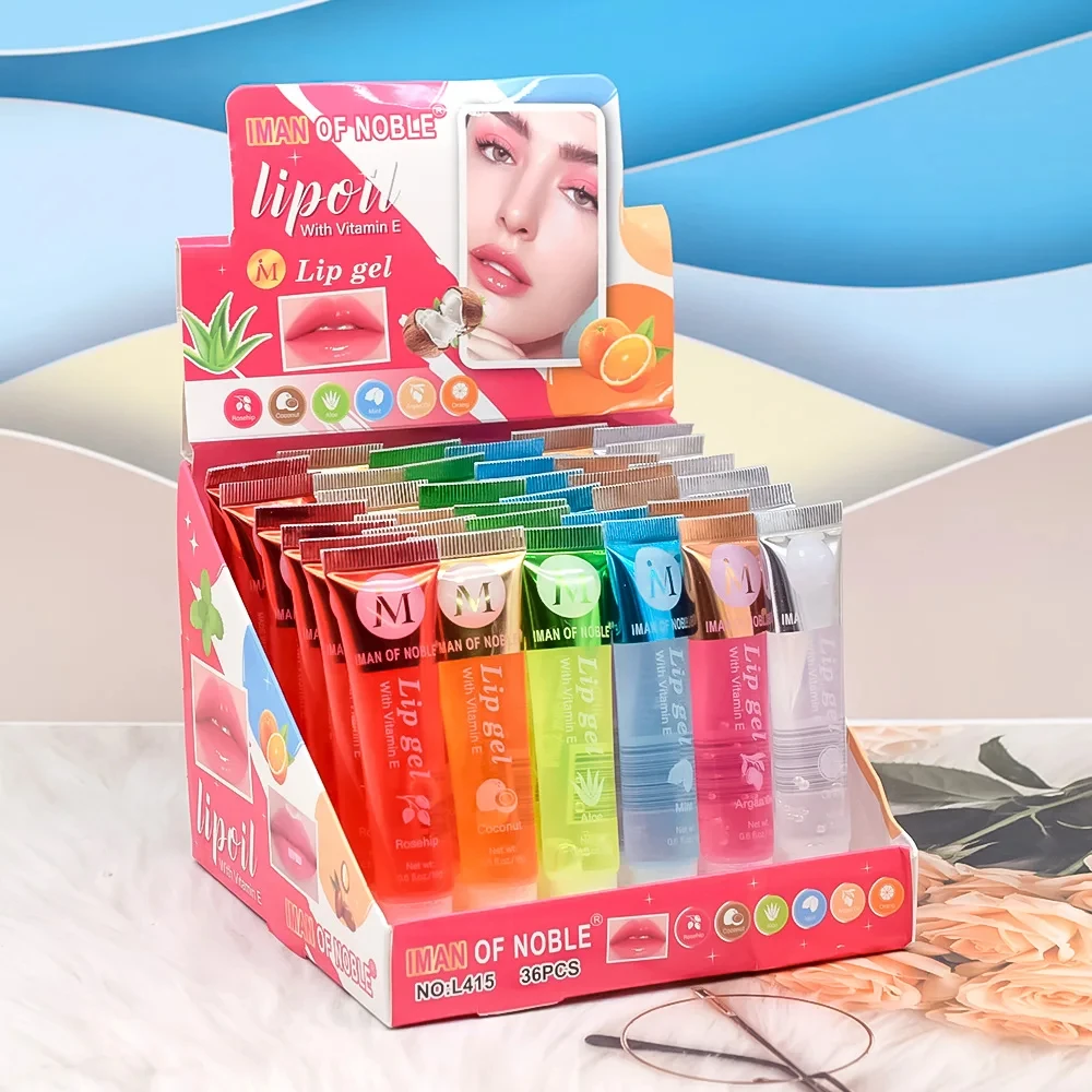 1PC Random Fruit Flavor Glossy Lip Oil Set Clear Hydrating Moisturizing Lip Gloss Women Lips Makeup Wholesale 6