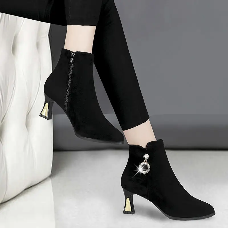 Brand Fashion Women Boots Sexy Ankle Boots For Women High Heel Shoes Woman Autumn Winter Boots Female Heeled Boots Plus Size 41