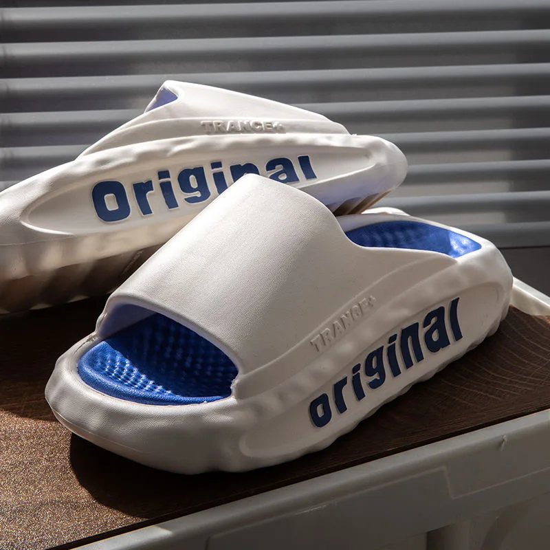 

Coslony massage slippers men White Casual Letter Design thick platform slippers men beach Summer Slides men slippers for home