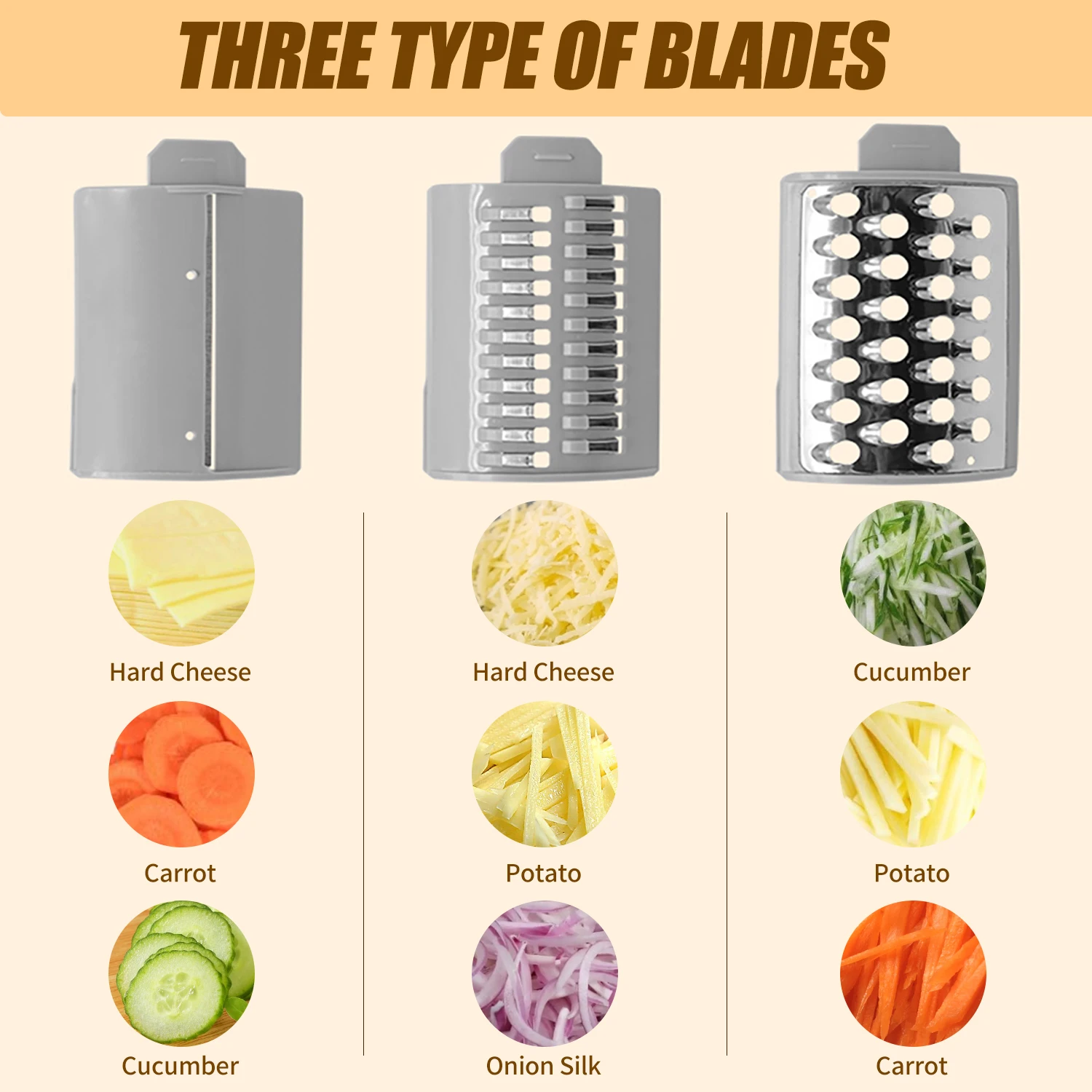 Electric Cheese Grater, Electric Slicer Shredder, Electric Vegetable Slicer Salad Maker, Fruit Cutter, Food Processor Spiralizer 3