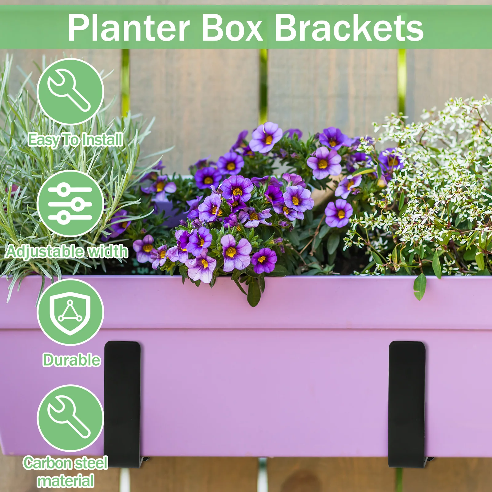 Heavy Duty Carbon Steel Adjustable Planter Box Brackets