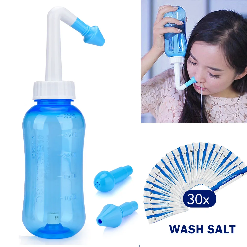 thumbnail image 1 of Botella de lavado nasal Irrigador nasal Aspirador nasal Niños Adultos Sinusitis nasal Tratamiento de rinitis alérgica Lavado nasal con sal, 1 of 5