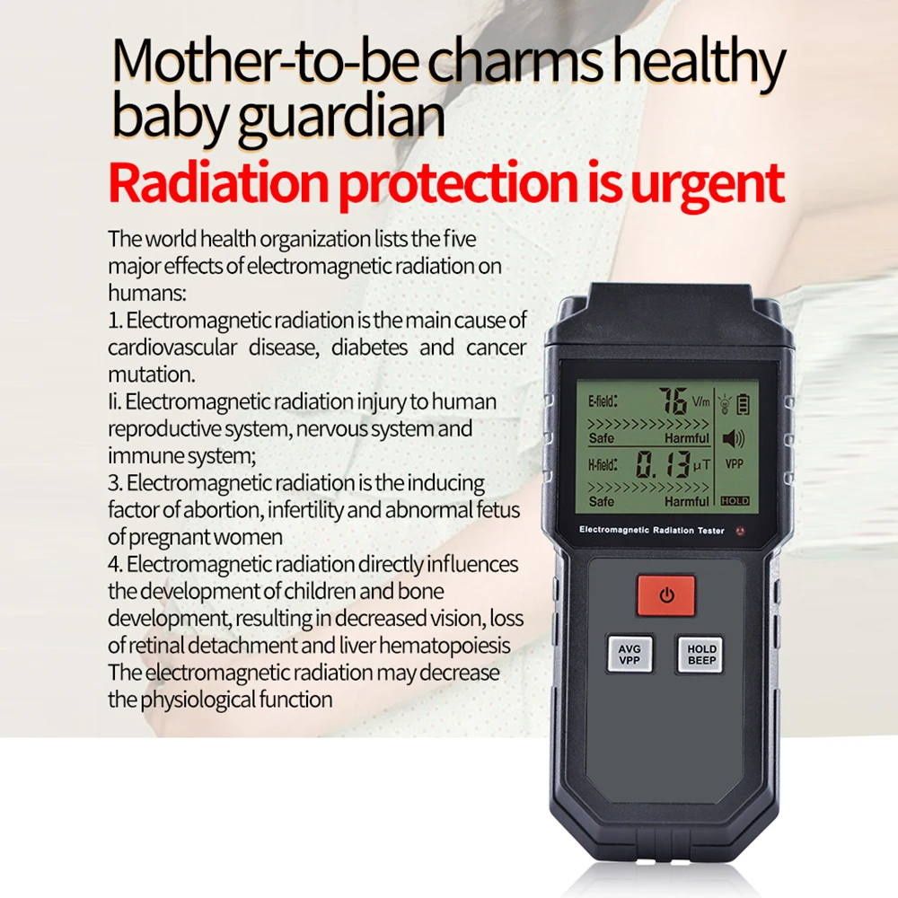 ET825 Electromagnetic Field Radiation Detector Tester EMF Meter USB Charging Handheld Portable Counter Emission Dosimeter 5