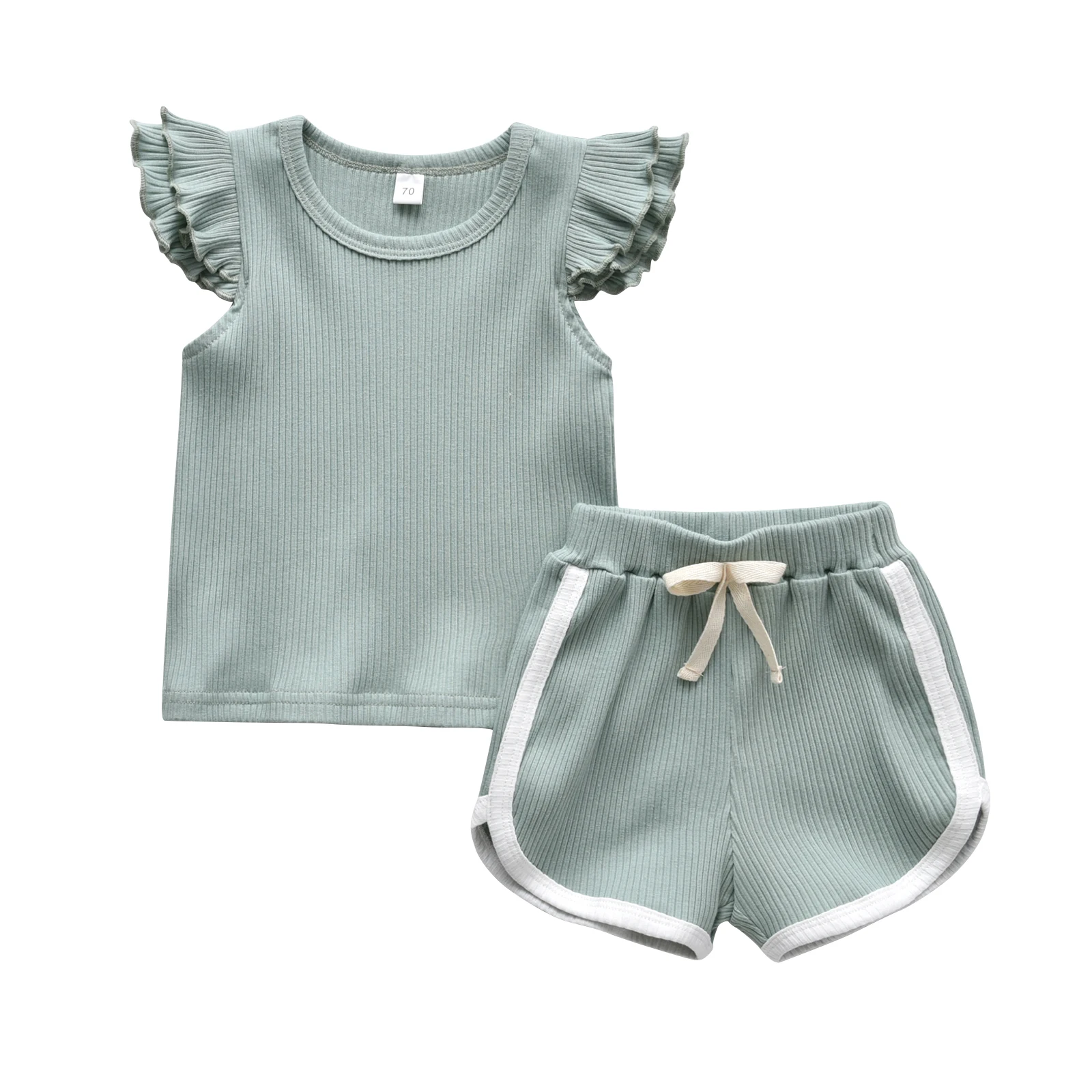 Baby Clothing Set expensive Summer Baby Girl Clothes Set Short Sleeve Solid Color O Neck T-shirt Top and Shorts Pants Knit Two Piece Set Kids Girls Outfits baby clothing set long sleeve	