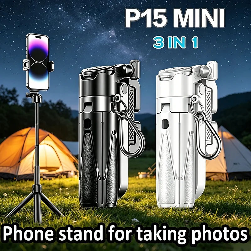 2026 New Mini Tripod Selfie Stick With Remote One-Touch Push Button 360° Rotation Bluetooth For IPhone & Smartphones_voghion.com