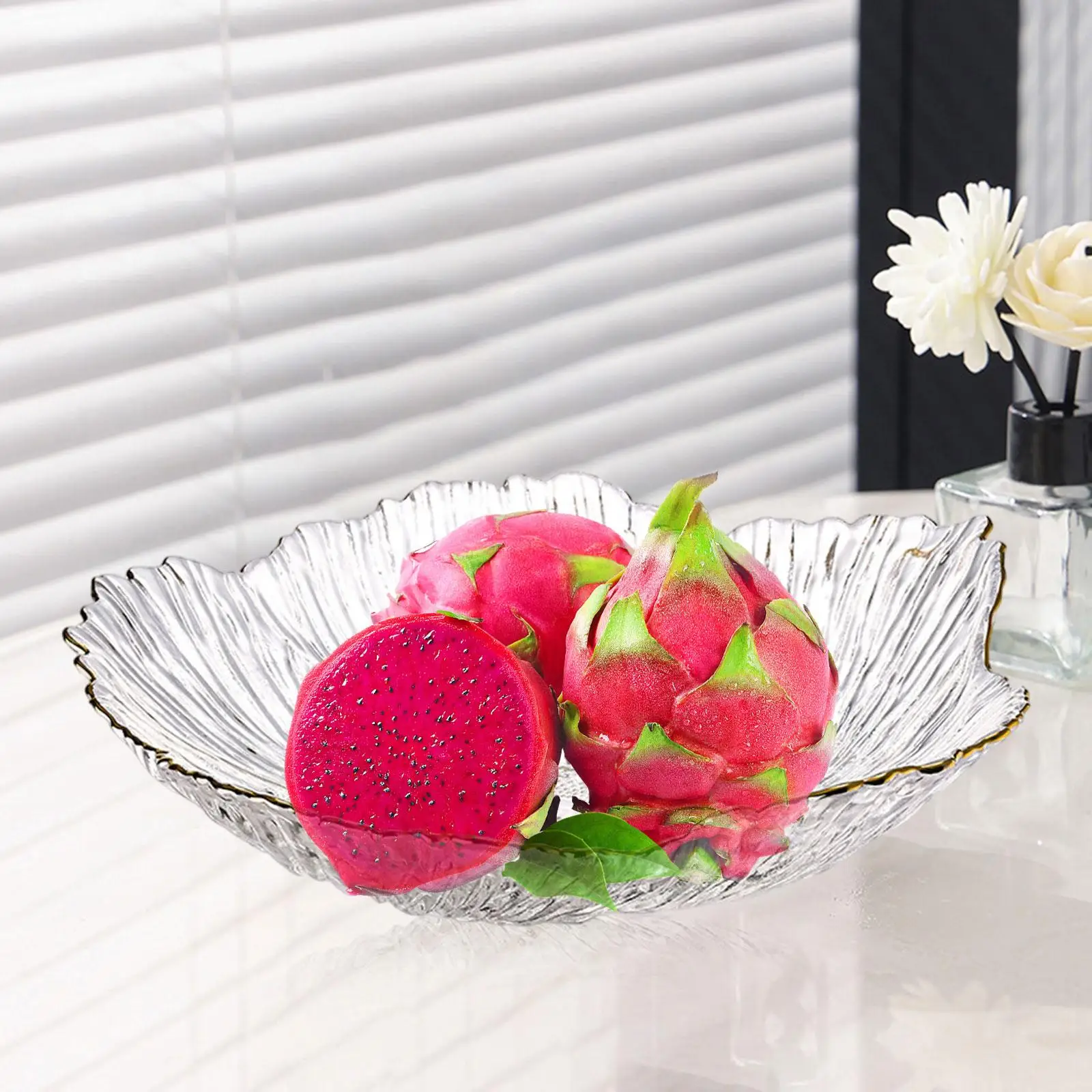Fruit Bowl Round Room Decor Multipurpose Serving Pieces Food Storage Basket Glass Fruit Plate Bowl for Kitchen Dining Room Home
