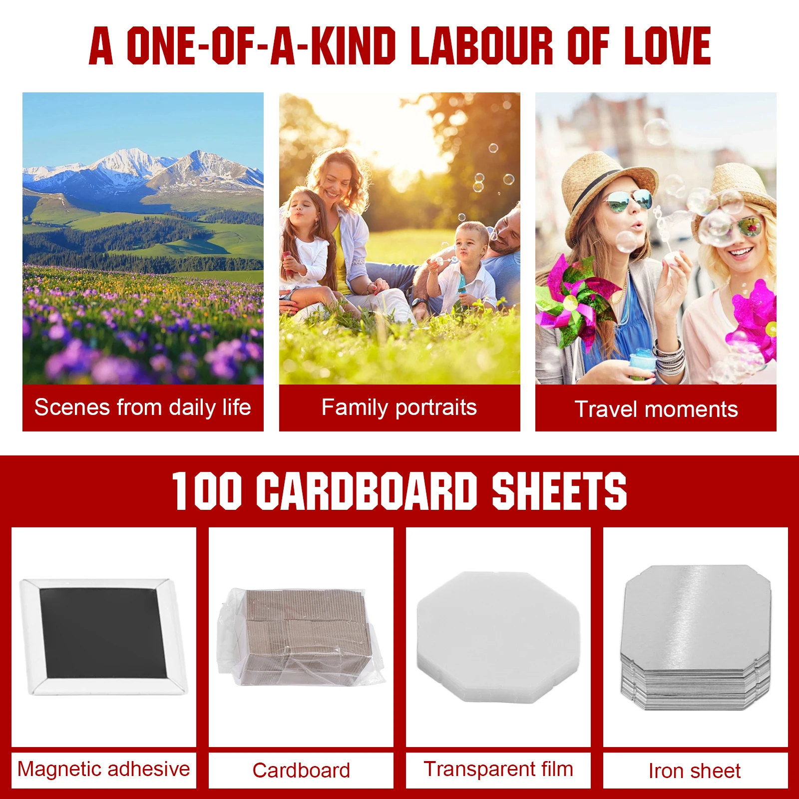 50mm Square Fridge DIY Photo Magnet Making Machine W/100 Set Making Supplies Magnet Button Maker Press Machine for Gifts&Decor