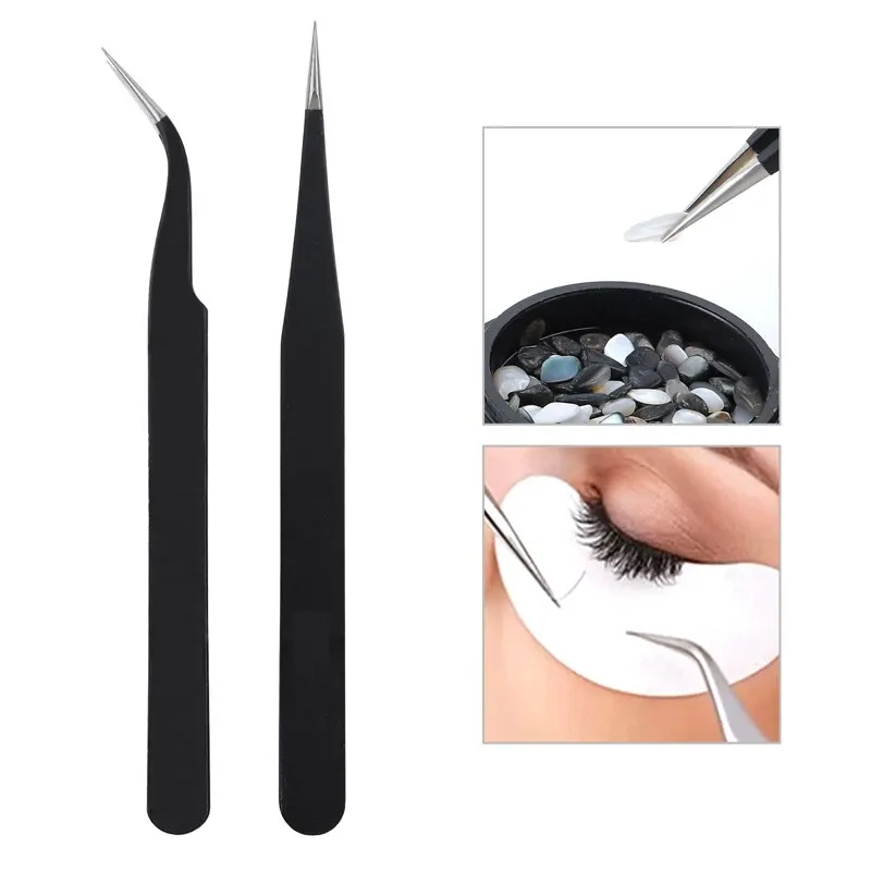 2Pc Nails Art Stainless Steel Curved Straight Tweezer for 3D Sticker Rhinestones Nipper Picking Professional Manicure Tool nail art picking tools,nail art tools,rhinestone picking tool