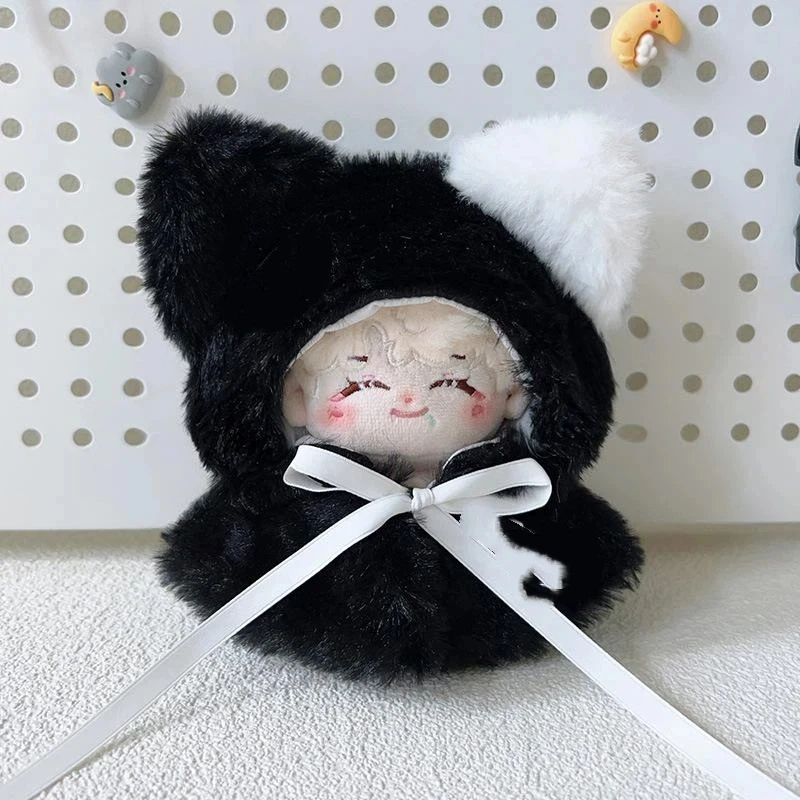 10cm Doll Clothes Winter Cape with Hood, Soft Plush Cape Perfect for Cotton Doll Christmas Dress Up