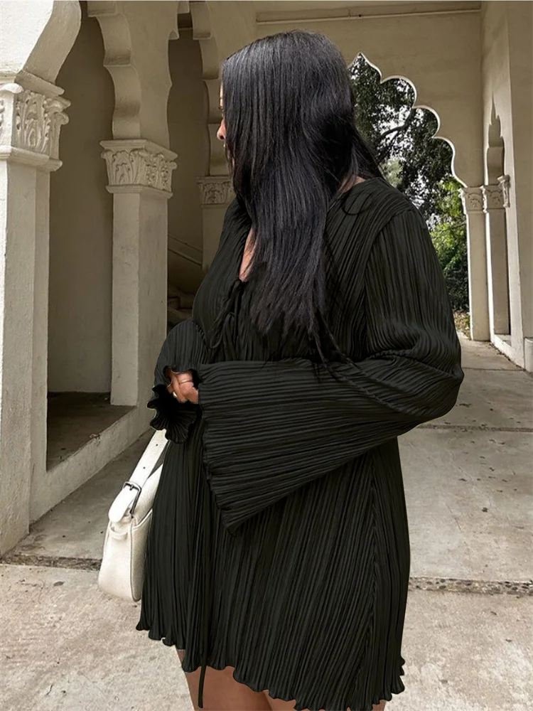 Wmstar Plus Size Dresses for Women Elegant Lady Draped Loose Long Sleeve Party Bandage Dress Wholesale Dropshipping New Style