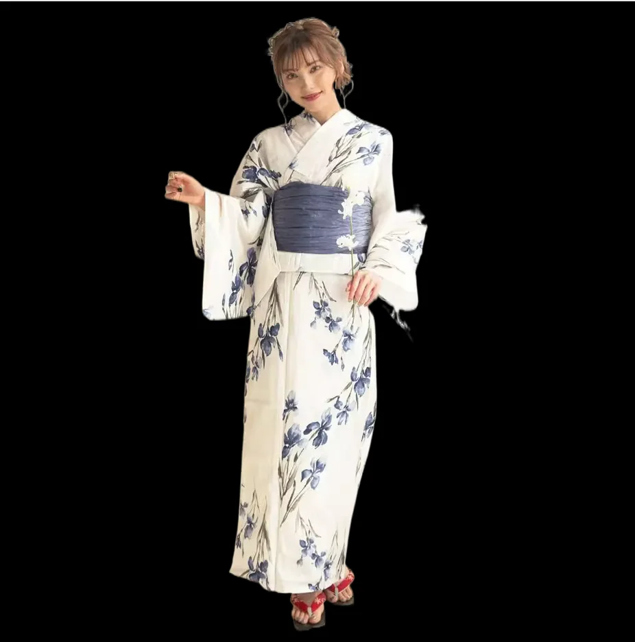 

Japanese kimono bathrobe, women's traditional formal attire, pure cotton fabric, fireworks event, photography clothing