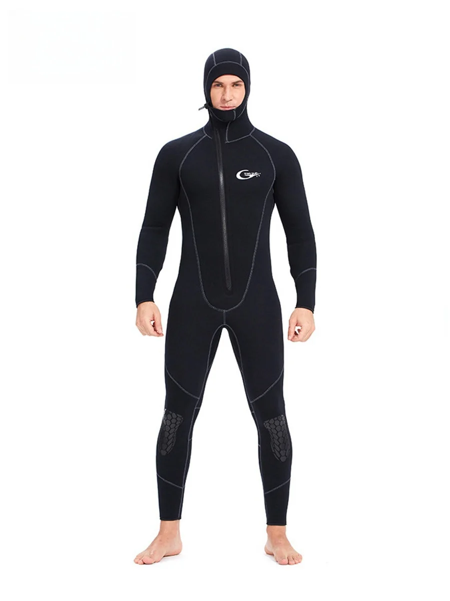 Men's 7mm Neoprene Hoodie Wetsuit, Front Zip Full Body Keep Warm Scuba Diving Suit Underwater Hunting Surfing Spearfishing 6