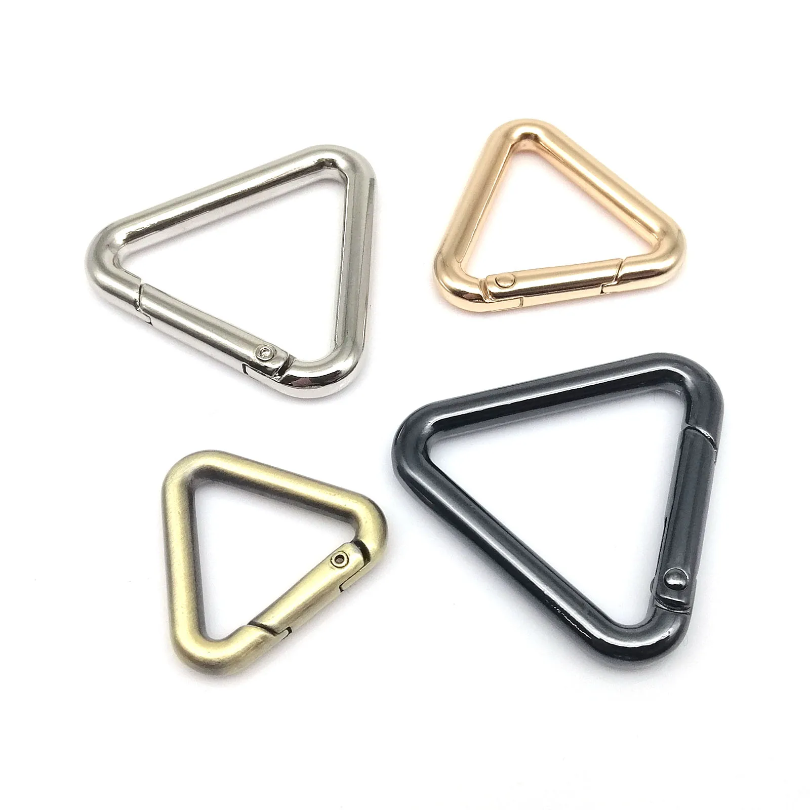 Spring Ring Clasp Triangle Spring Gate O Ring Openable Leather Bag Handbag Belt Strap Buckle Connect Keyring Pendant Key Chain Snap Clip DIY